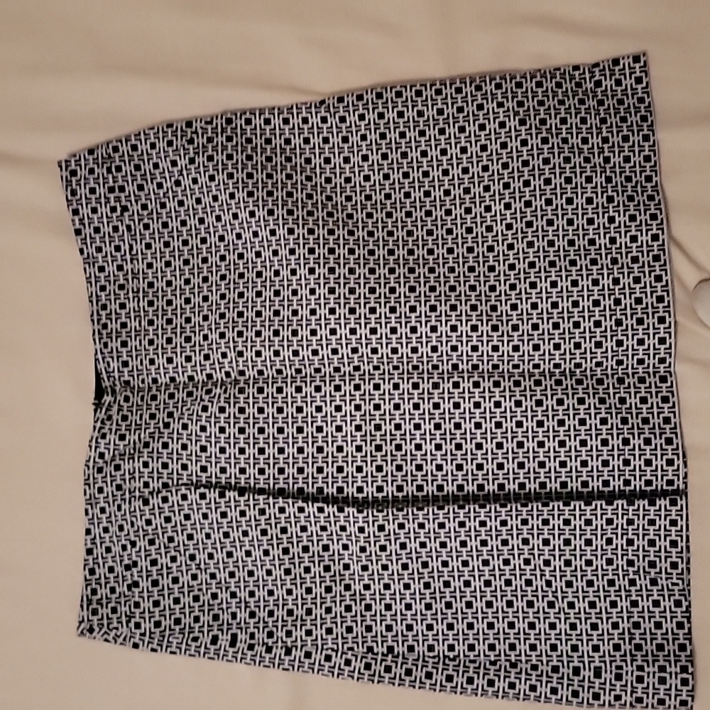 Navy blue and white checkered skirt